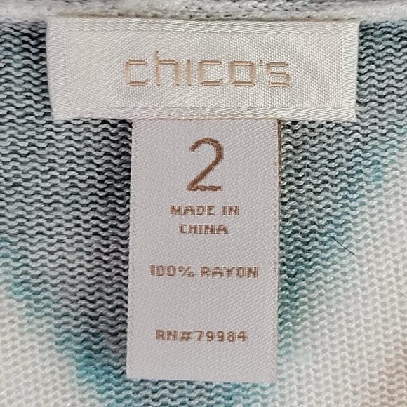 Chicos Cardigan Sweater Rayon Women's Size 2 US Large LS Open Front Blue Chevron - Picture 5 of 7